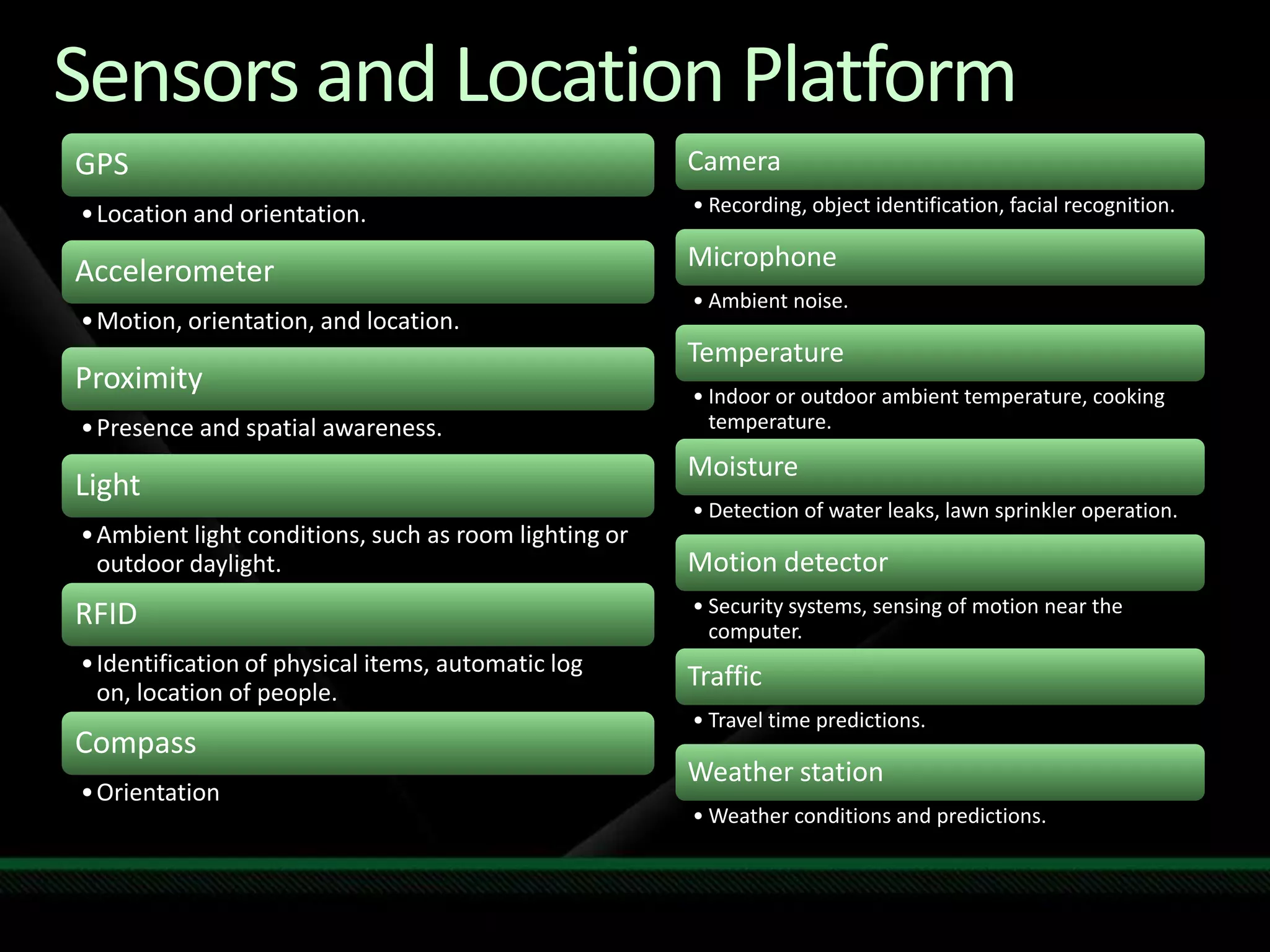 Sensors and Location Platform