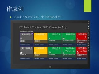 作成例
 このようなアプリが、すぐに作れます！
 