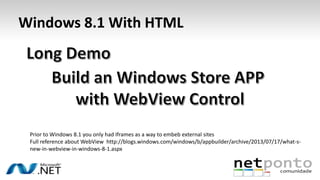 Windows 8.1 With HTML
Recomended

Article for the ones starting to debug Windows 8 .1 HTMl store APPs with visual Studio 2...