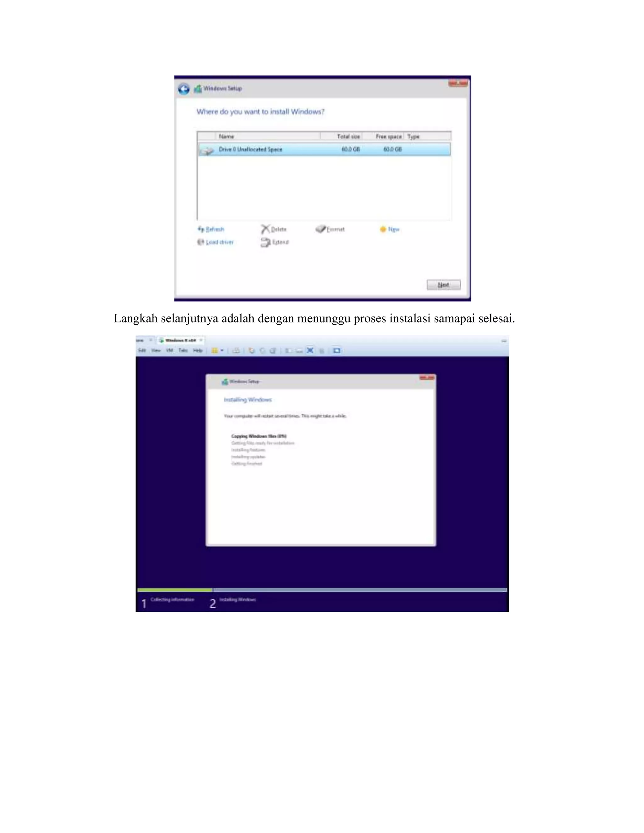 Langkah selanjutnya adalah dengan menunggu proses instalasi samapai selesai.
 