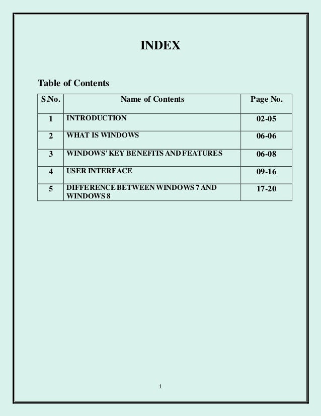 Difference Between Index And Contents Comparison Of