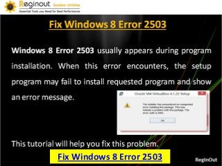 Fix Windows 8 Error 2503
 