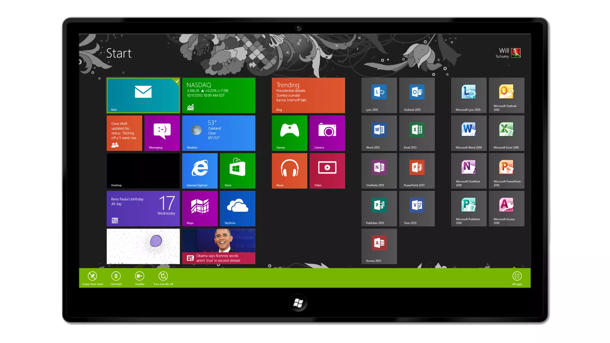 11.6” 1366x768
30” 2560x1600
20” 1920x1080
13” 1400x1050
10” 1024x768

 