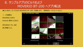 8. サンプルアプリのビルドおよび
MOVERIO BT-200 へアプリ転送
■⑤いきなり、15 パズルが MOVERIO BT-200 で起動します。（開発者モードになっていること）
→ この画面は
MOVERIO 以外の
Android 端末によるもの。
MOVERIO でも、ほぼ
同じ挙動でした。
 