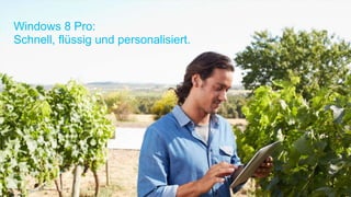 Windows 8 Pro:
Schnell, flüssig und personalisiert.
 