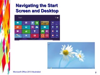 77Microsoft Office 2013 Illustrated
Navigating the StartNavigating the Start
Screen and DesktopScreen and Desktop
 