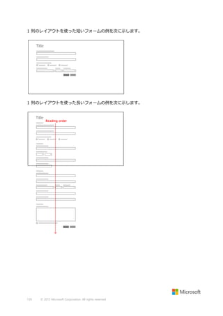 1 列のレイアウトを使った短いフォームの例を次に示します。

1 列のレイアウトを使った長いフォームの例を次に示します。

139

© 2013 Microsoft Corporation. All rights reserved.

 