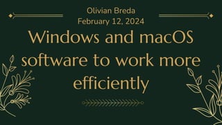 Windows and macOS
software to work more
efficiently
Olivian Breda
February 12, 2024
 