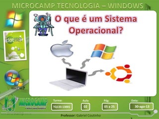 Aula: Pág: Data:
02 05 a 25 30-ago-13TQ133-13001
Turma:
Professor: Gabriel Coutinho
 
