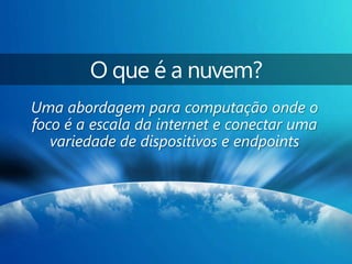 O que temos feito...Implantamos outro(s) datacenter(s)Aumento da complexidadeQuantos? Dois são o suficiente?Um por localidade / continente?E a latência?E os dados?E a segurança?E a gestão deste ambiente?Custo mais alto