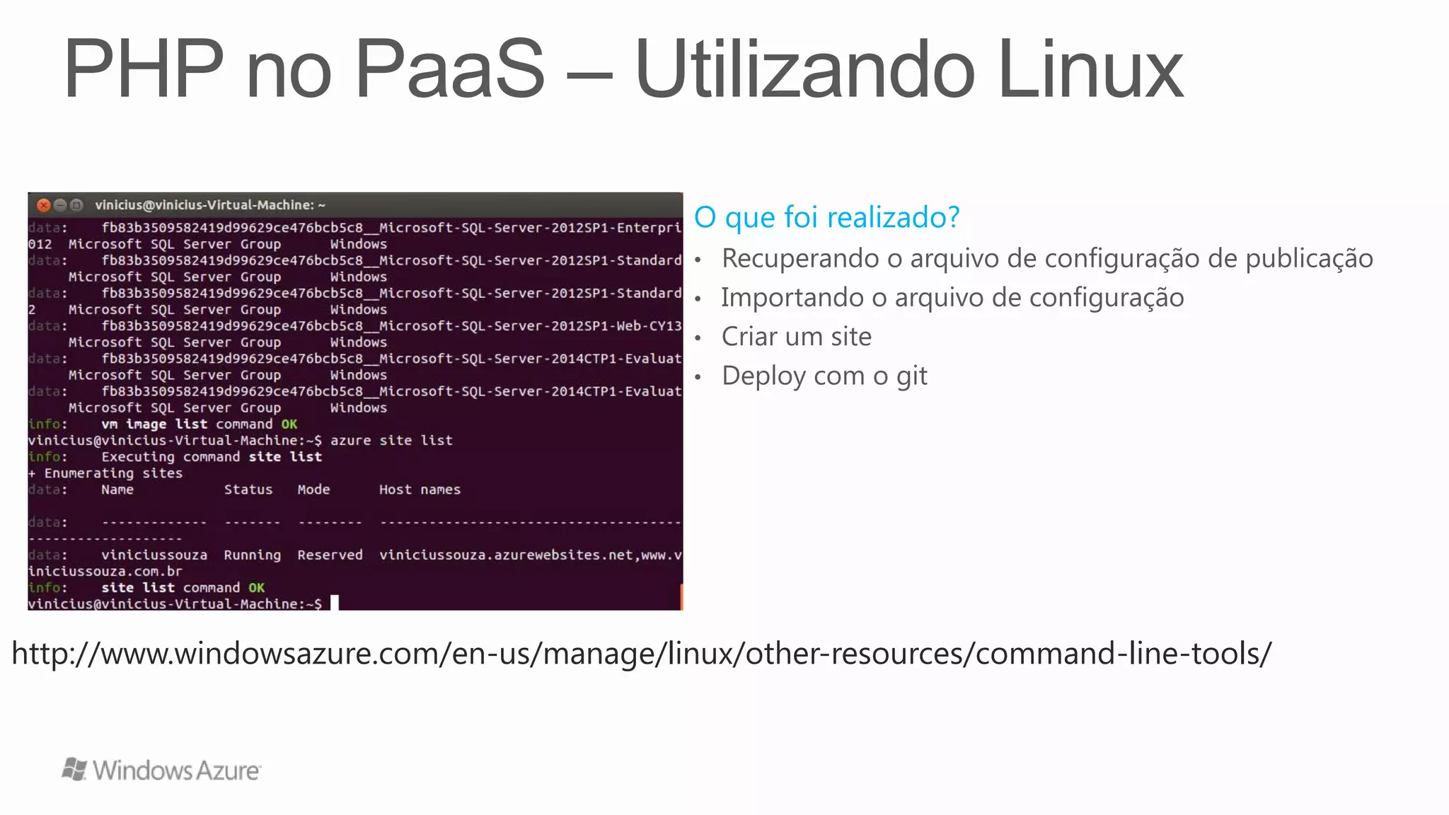 http://www.windowsazure.com/en-us/manage/linux/other-resources/command-line-tools/
 