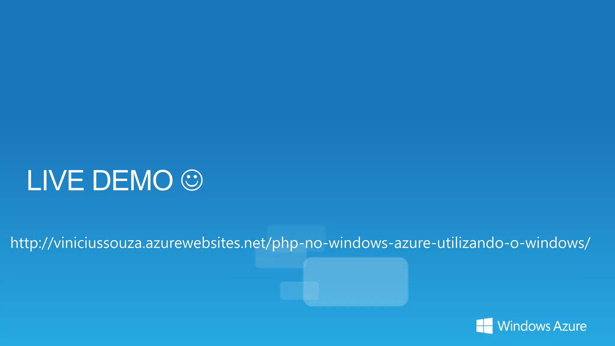 http://viniciussouza.azurewebsites.net/php-no-windows-azure-utilizando-o-windows/
 