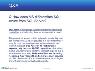 Sql Work First Rime Windows Azure Partner Presentation | PPTX