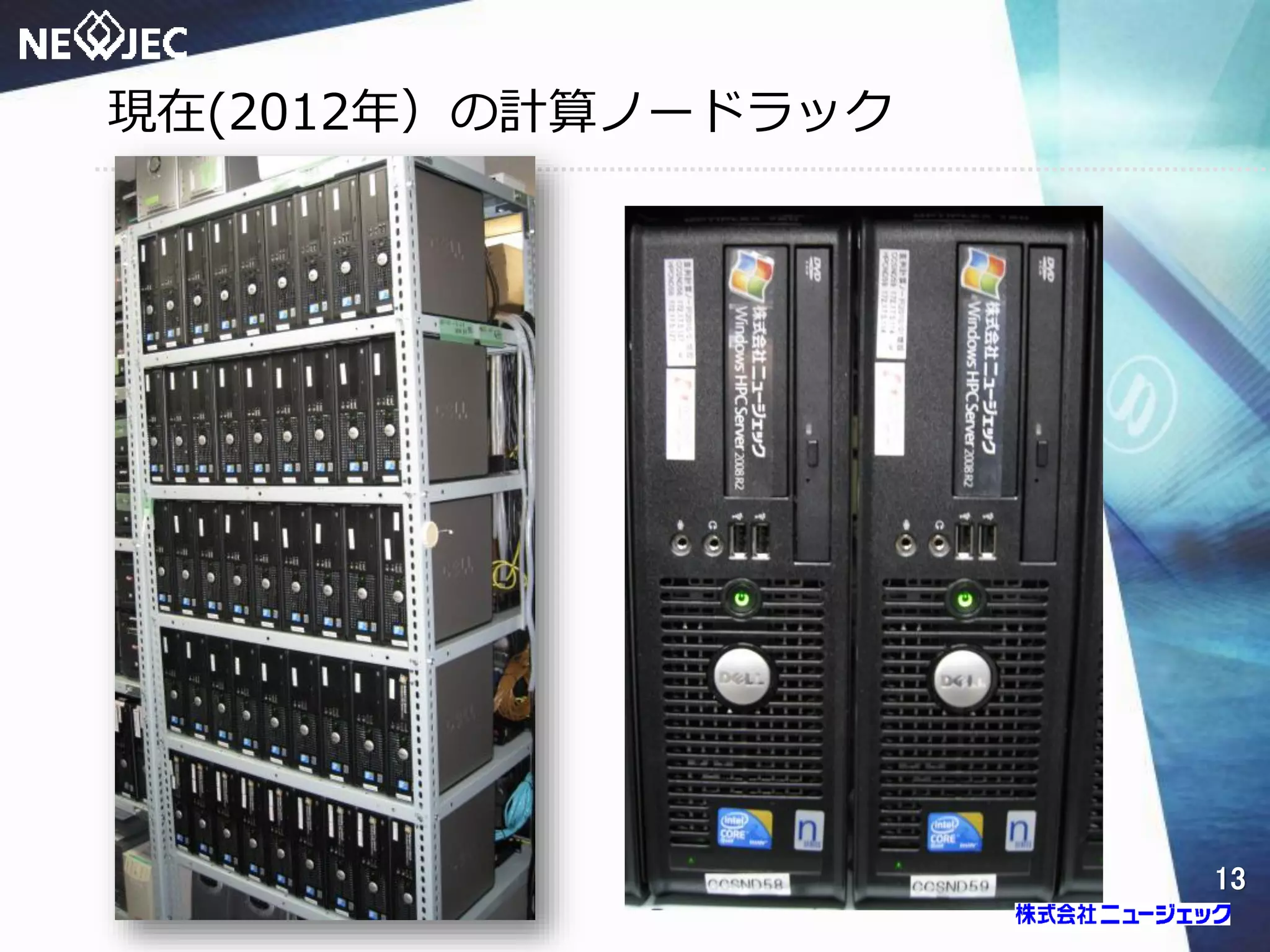 現在(2012年）の計算ノードラック
13
 