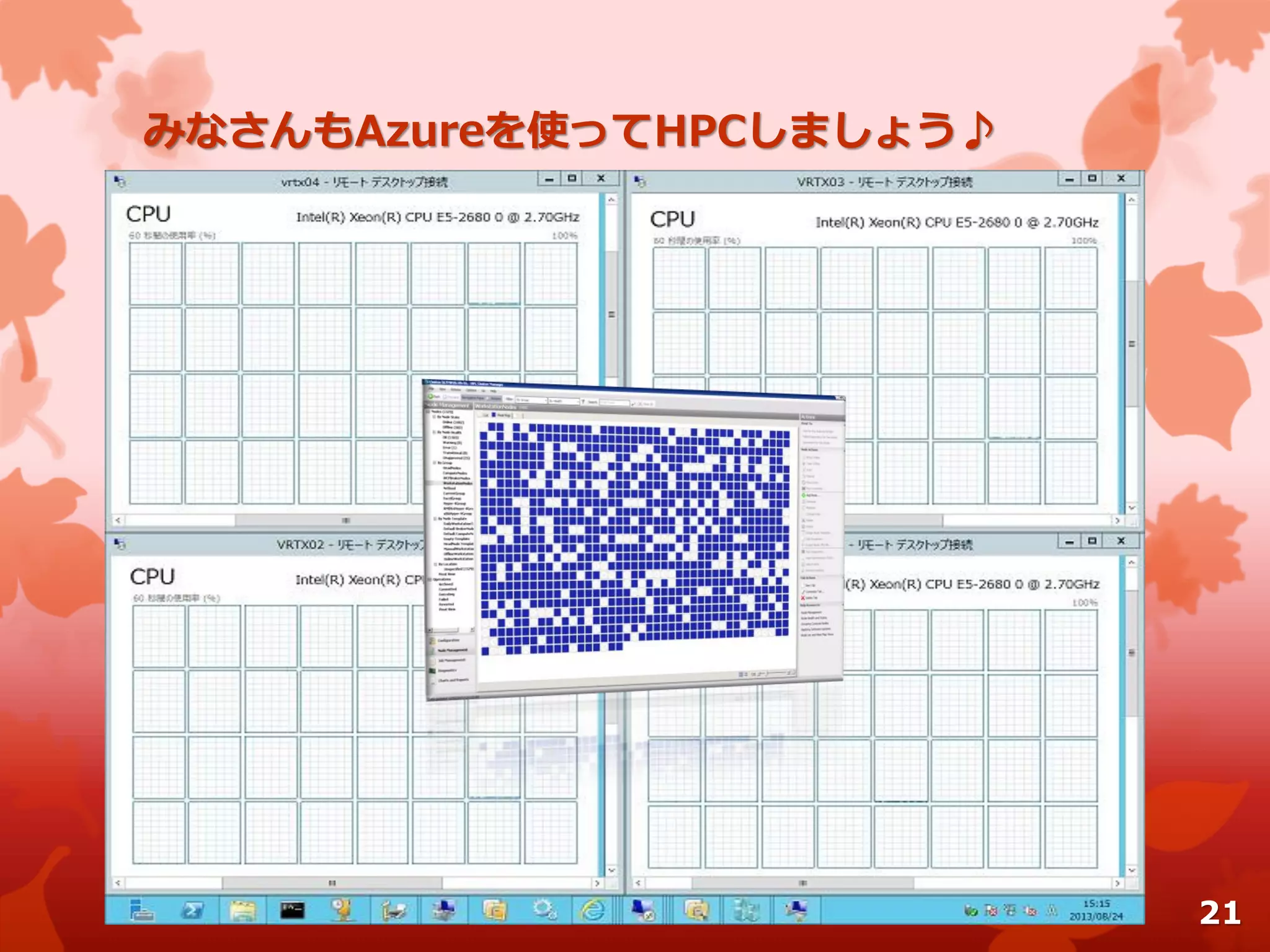 みなさんもAzureを使ってHPCしましょう♪
21
 