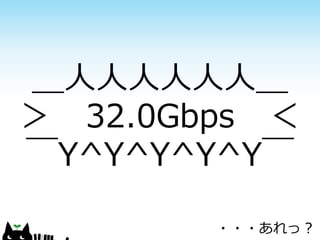 ＿人人人人人人＿
＞ 32.0Gbps ＜
￣Y^Y^Y^Y^Y￣
・・・あれっ？

 