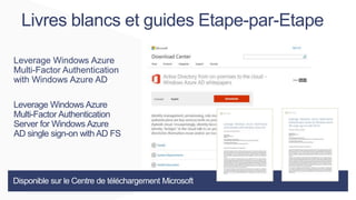 Livres blancs et guides Etape-par-Etape
Leverage Windows Azure
Multi-Factor Authentication
with Windows Azure AD
Leverage Windows Azure
Multi-Factor Authentication
Server for Windows Azure
AD single sign-on with AD FS

 