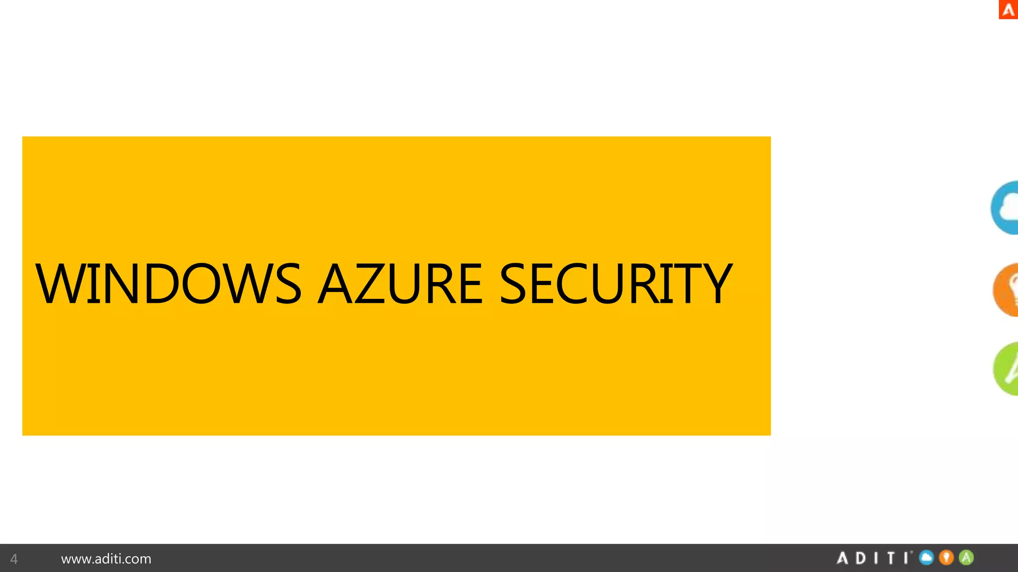 www.aditi.com
WINDOWS AZURE SECURITY
4
 