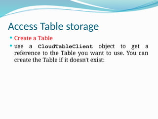 Offline Storage Table File Windows Azure Storage-Table(1) for IV CSE.pptx
