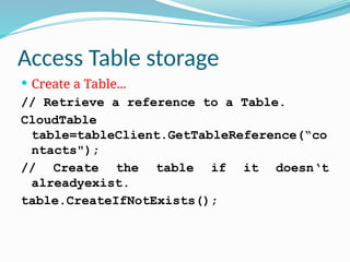 Tableclient Windows Azure Storage-Table(1) for IV CSE.pptx