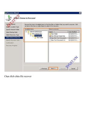 Chọn đích chứa file recover
 
