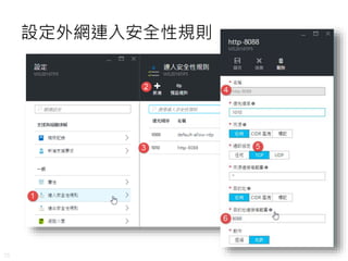 35
設定外網連入安全性規則
 