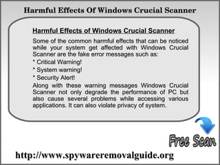 Remove Windows Crucial Scanner -Automatic Removal Tool | PPT