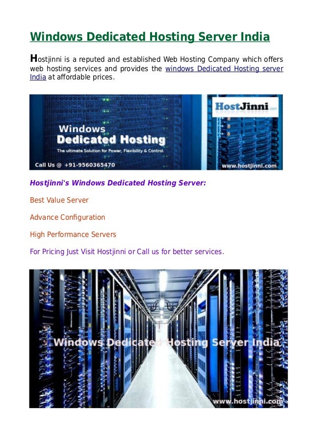 Windows dedicated hosting server india