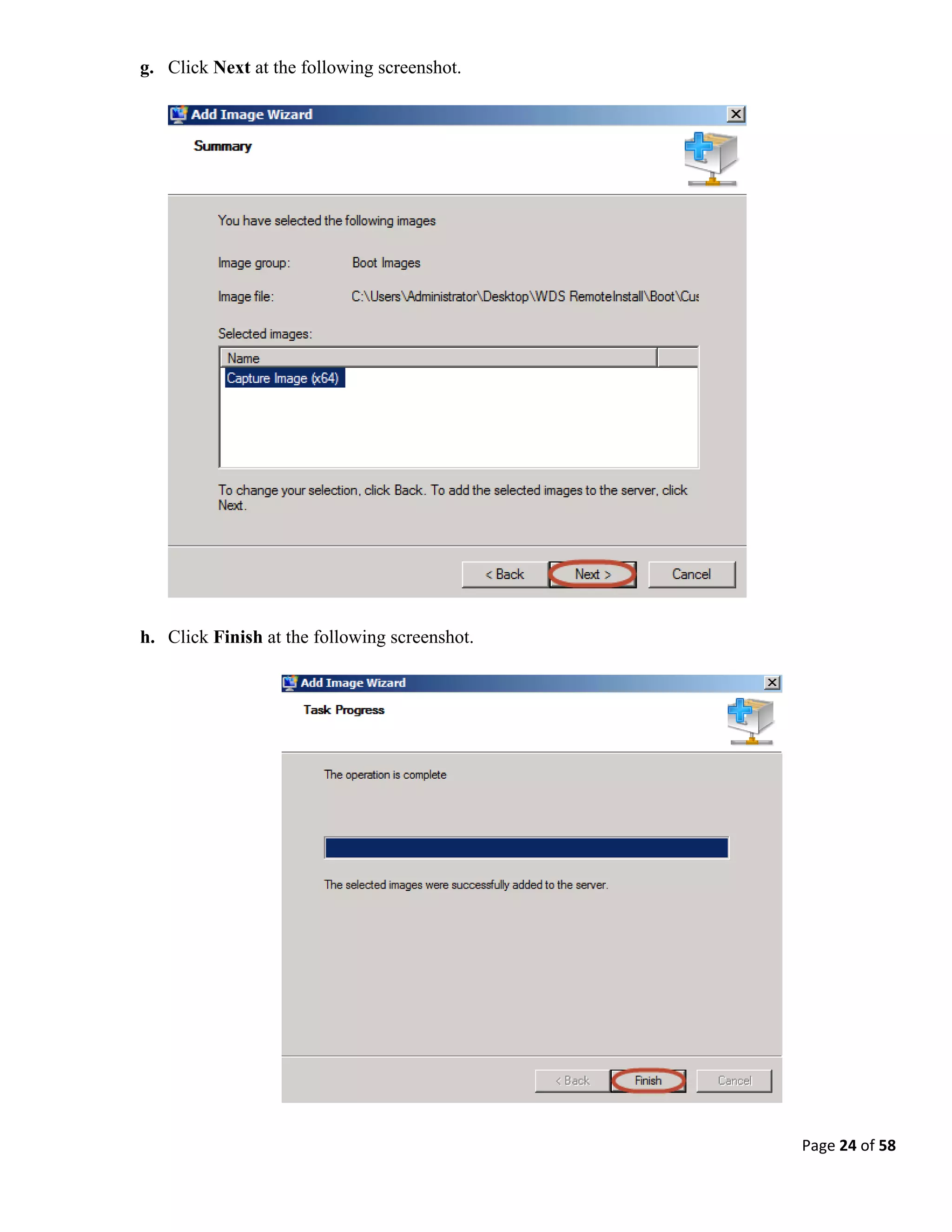 Page 24 of 58
g. Click Next at the following screenshot.
h. Click Finish at the following screenshot.
 