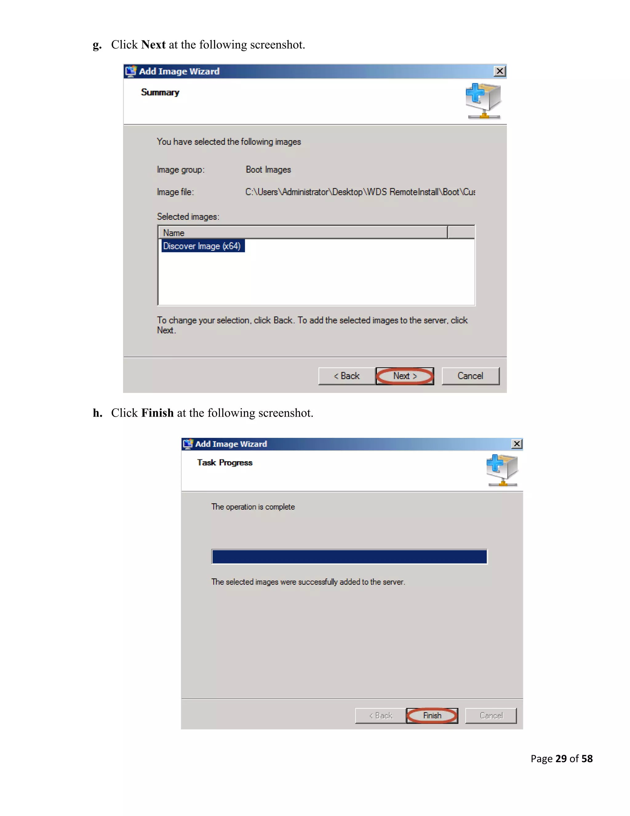 Page 29 of 58
g. Click Next at the following screenshot.
h. Click Finish at the following screenshot.
 