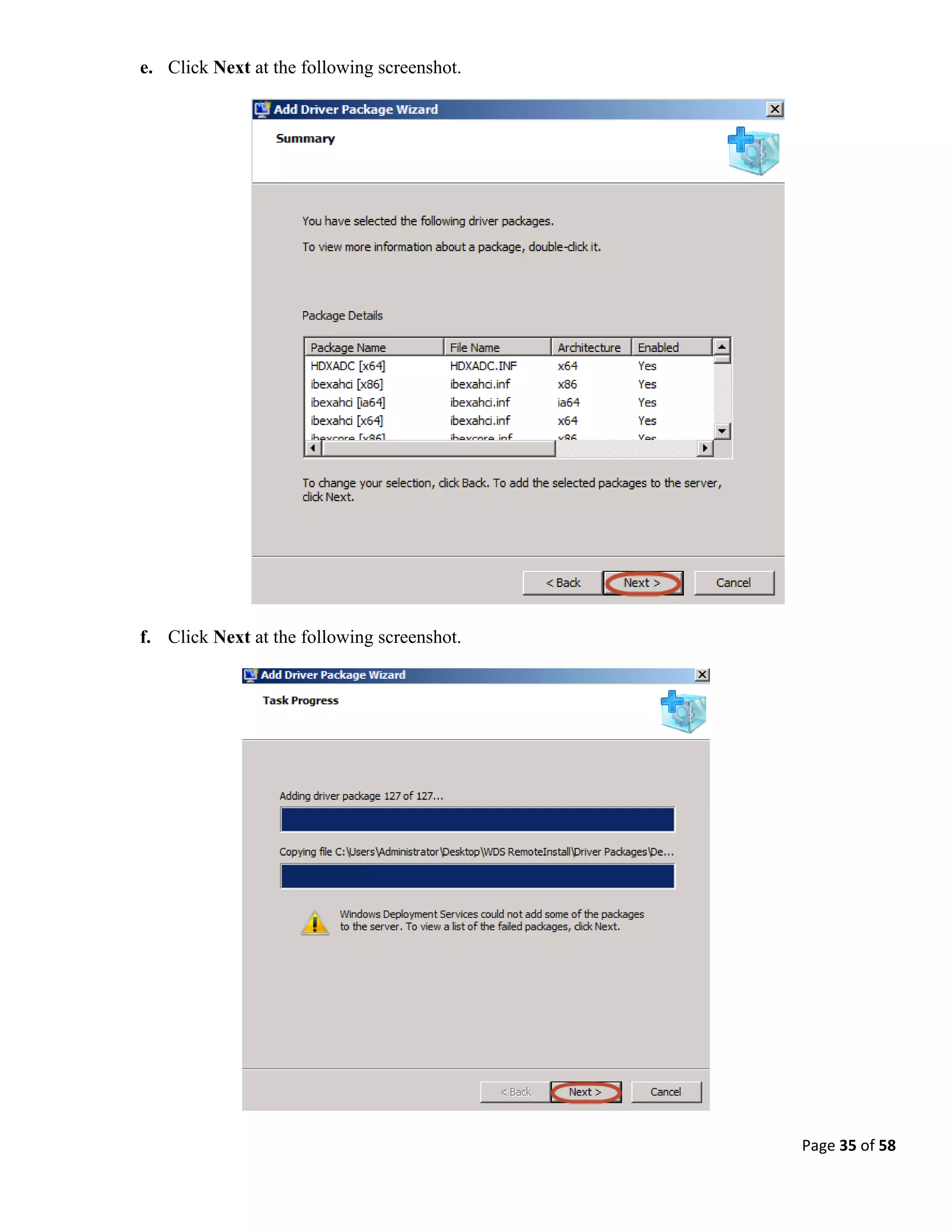 Page 35 of 58
e. Click Next at the following screenshot.
f. Click Next at the following screenshot.
 