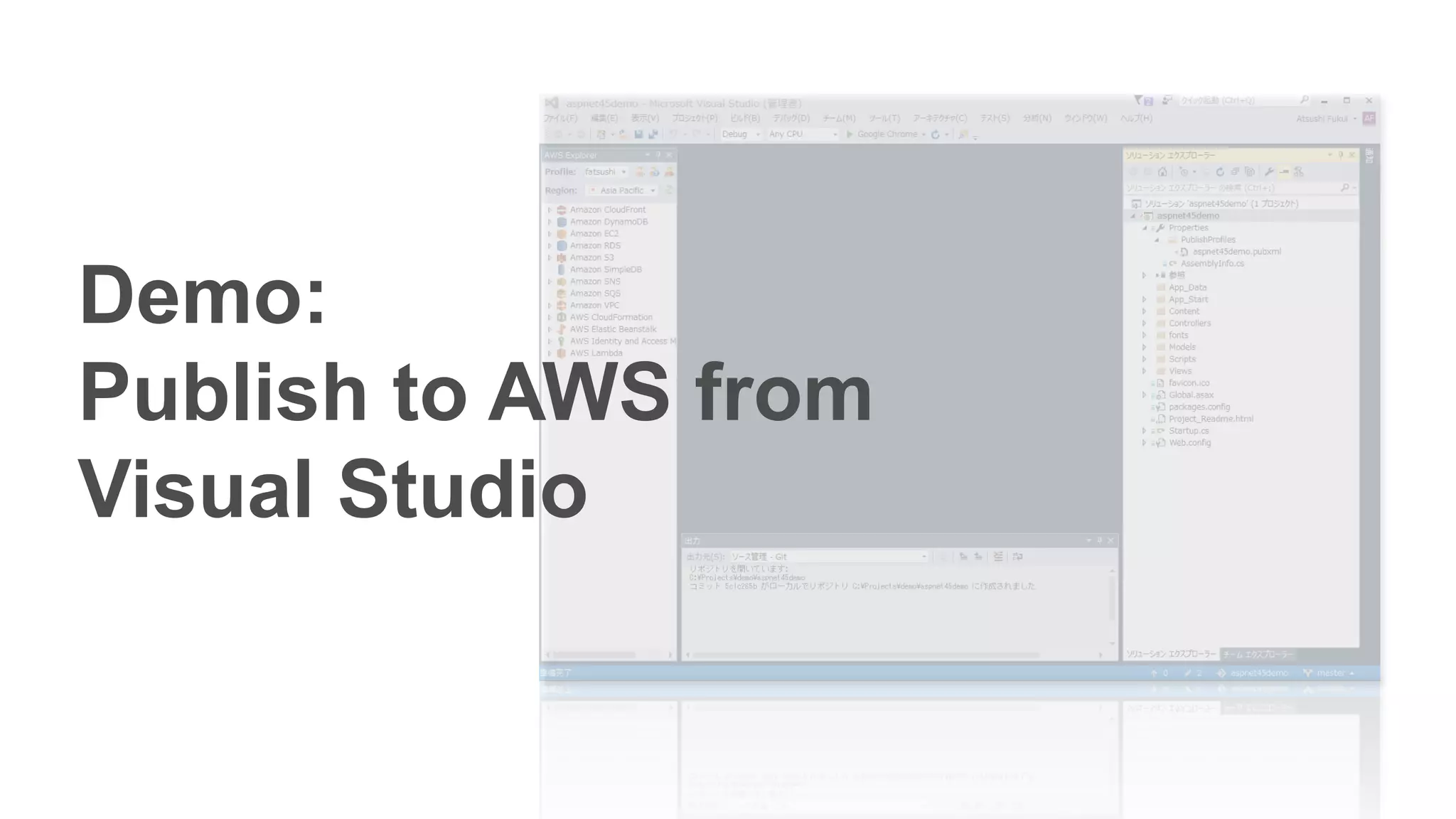Demo:
Publish to AWS from
Visual Studio
 