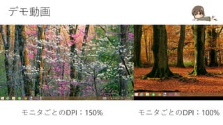 モニタごとのDPI：150% モニタごとのDPI：100%
 