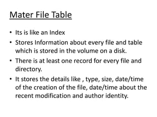 Topic Matter File Table Windows file system | PPTX