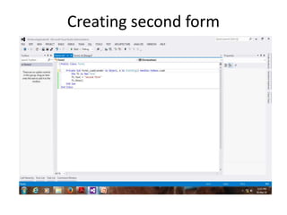 Creating second form
 
