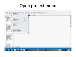Open project menu
 