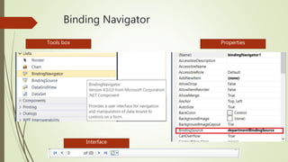 Binding Navigator
Tools box Properties
Interface
 