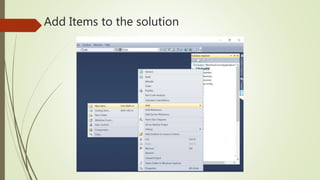 Add Items to the solution
 