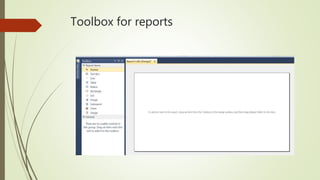 Toolbox for reports
 