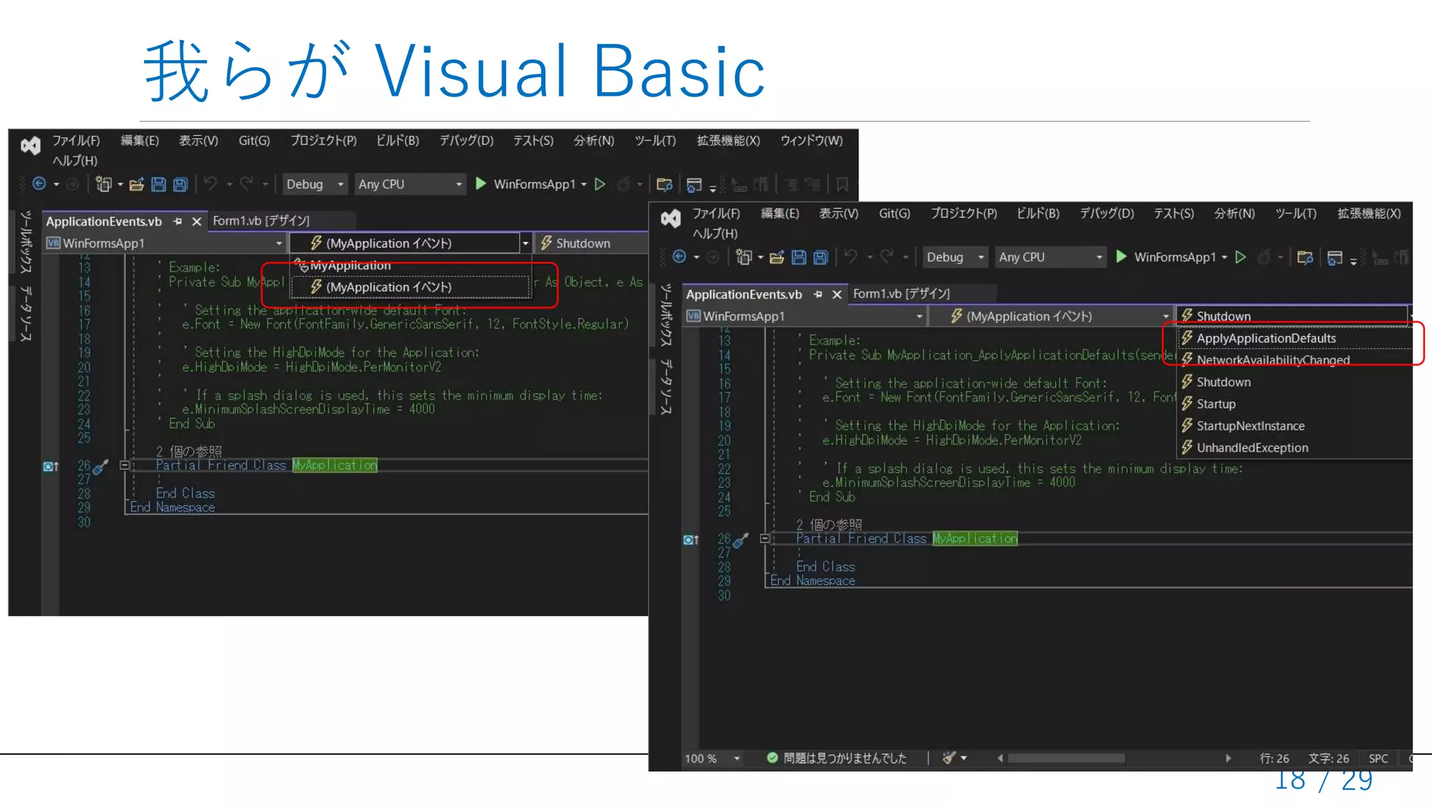 / 29
我らが Visual Basic
18
 