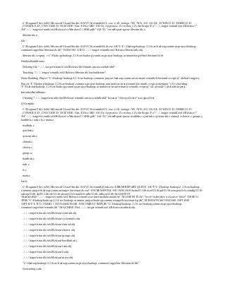C:Program Files (x86)Microsoft Visual Studio 10.0VCbinamd64CL.exe /c /Zi /nologo /W3 /WX- /O2 /Oi /GL /D WIN32 /D NDEBUG /D
_CONSOLE /D _UNICODE /D UNICODE /Gm- /EHsc /MD /GS /Gy /fp:precise /Zc:wchar_t /Zc:forScope /Fo"......targetwinutilsx64Release"
/Fd"......targetwinutilsx64ReleasevcWindows7.1SDK.pdb" /Gd /TC /errorReport:queue libwinutils.c
libwinutils.c
Lib:
C:Program Files (x86)Microsoft Visual Studio 10.0VCbinamd64Lib.exe /OUT:"C:Hadoophadoop-2.2.0-srchadoop-common-projecthadoop-
commontarget/bin/libwinutils.lib" /NOLOGO /LTCG ......targetwinutilsx64Releaselibwinutils.obj
libwinutils.vcxproj -> C:Hadoophadoop-2.2.0-srchadoop-common-projecthadoop-commontarget/bin/libwinutils.lib
FinalizeBuildStatus:
Deleting file "......targetwinutilsx64Releaselibwinutils.unsuccessfulbuild".
Touching "......targetwinutilsx64Releaselibwinutils.lastbuildstate".
Done Building Project "C:Hadoophadoop-2.2.0-srchadoop-common-projecthadoop-commonsrcmainwinutilslibwinutils.vcxproj" (default targets).
Project "C:Hadoophadoop-2.2.0-srchadoop-common-projecthadoop-commonsrcmainwinutilswinutils.vcxproj.metaproj" (2) is building
"C:Hadoophadoop-2.2.0-srchadoop-common-projecthadoop-commonsrcmainwinutilswinutils.vcxproj" (4) on node 1 (default targets).
InitializeBuildStatus:
Creating "......targetwinutilsx64Releasewinutils.unsuccessfulbuild" because "AlwaysCreate" was specified.
ClCompile:
C:Program Files (x86)Microsoft Visual Studio 10.0VCbinamd64CL.exe /c /Zi /nologo /W3 /WX- /O2 /Oi /GL /D WIN32 /D NDEBUG /D
_CONSOLE /D _UNICODE /D UNICODE /Gm- /EHsc /MD /GS /Gy /fp:precise /Zc:wchar_t /Zc:forScope /Fo"......targetwinutilsx64Release"
/Fd"......targetwinutilsx64ReleasevcWindows7.1SDK.pdb" /Gd /TC /errorReport:queue readlink.c symlink.c systeminfo.c chmod.c chown.c groups.c
hardlink.c task.c ls.c main.c
readlink.c
symlink.c
systeminfo.c
chmod.c
chown.c
groups.c
hardlink.c
task.c
ls.c
main.c
Link:
C:Program Files (x86)Microsoft Visual Studio 10.0VCbinamd64link.exe /ERRORREPORT:QUEUE /OUT:"C:Hadoophadoop-2.2.0-srchadoop-
common-projecthadoop-commontarget/bin/winutils.exe" /INCREMENTAL:NO /NOLOGO kernel32.lib user32.lib gdi32.lib winspool.lib comdlg32.lib
advapi32.lib shell32.lib ole32.lib oleaut32.lib uuid.lib odbc32.lib odbccp32.lib /MANIFEST
/ManifestFile:"......targetwinutilsx64Releasewinutils.exe.intermediate.manifest" /MANIFESTUAC:"level='asInvoker' uiAccess='false'" /DEBUG
/PDB:"C:Hadoophadoop-2.2.0-srchadoop-common-projecthadoop-commontargetbinwinutils.pdb" /SUBSYSTEM:CONSOLE /OPT:REF
/OPT:ICF /LTCG /TLBID:1 /DYNAMICBASE /NXCOMPAT /IMPLIB:"C:Hadoophadoop-2.2.0-srchadoop-common-projecthadoop-
commontarget/bin/winutils.lib" /MACHINE:X64 ......targetwinutilsx64Releasereadlink.obj
......targetwinutilsx64Releasesymlink.obj
......targetwinutilsx64Releasesysteminfo.obj
......targetwinutilsx64Releasechmod.obj
......targetwinutilsx64Releasechown.obj
......targetwinutilsx64Releasegroups.obj
......targetwinutilsx64Releasehardlink.obj
......targetwinutilsx64Releasetask.obj
......targetwinutilsx64Releasels.obj
......targetwinutilsx64Releasemain.obj
"C:Hadoophadoop-2.2.0-srchadoop-common-projecthadoop-commontargetbinlibwinutils.lib"
Generating code
 