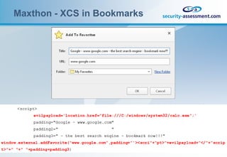 Maxthon - XCS in Bookmarks
 