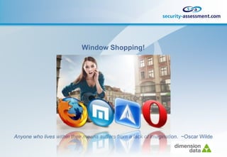 Window Shopping!




Anyone who lives within their means suffers from a lack of imagination. ~Oscar Wilde
 