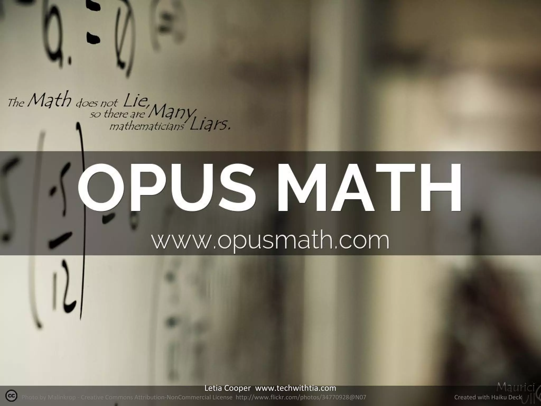 Letia Cooper www.techwithtia.com

Photo by Malinkrop - Creative Commons Attribution-NonCommercial License http://www.flickr.com/photos/34770928@N07

Created with Haiku Deck

 