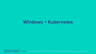 Unless otherwise indicated, these slides are © 2013-2019 Pivotal Software, Inc. and licensed under a Creative Commons Attribution-NonCommercial license: http://creativecommons.org/licenses/by-nc/3.0/
Windows + Kubernetes
 