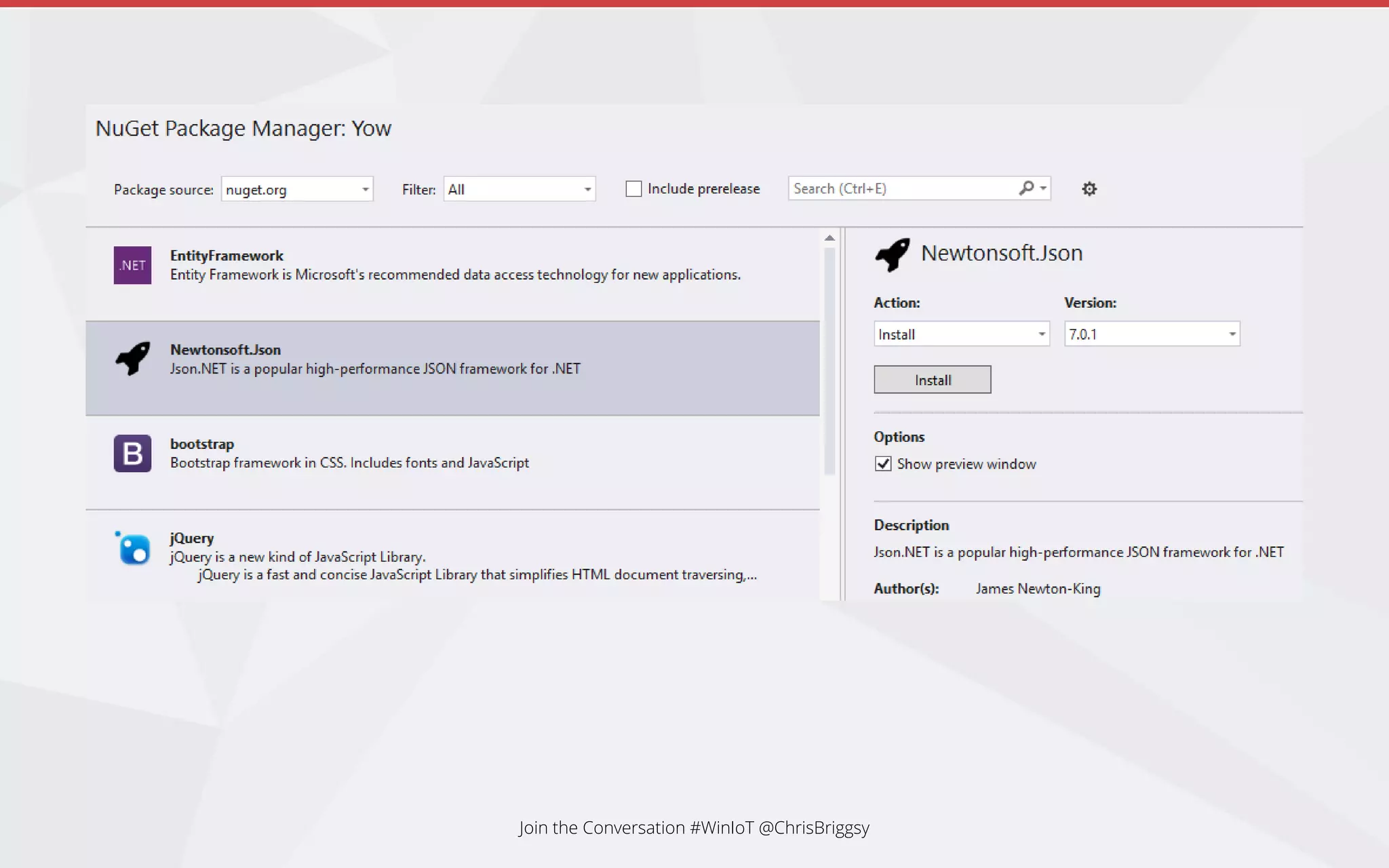 Join the Conversation #WinIoT @ChrisBriggsy
 
