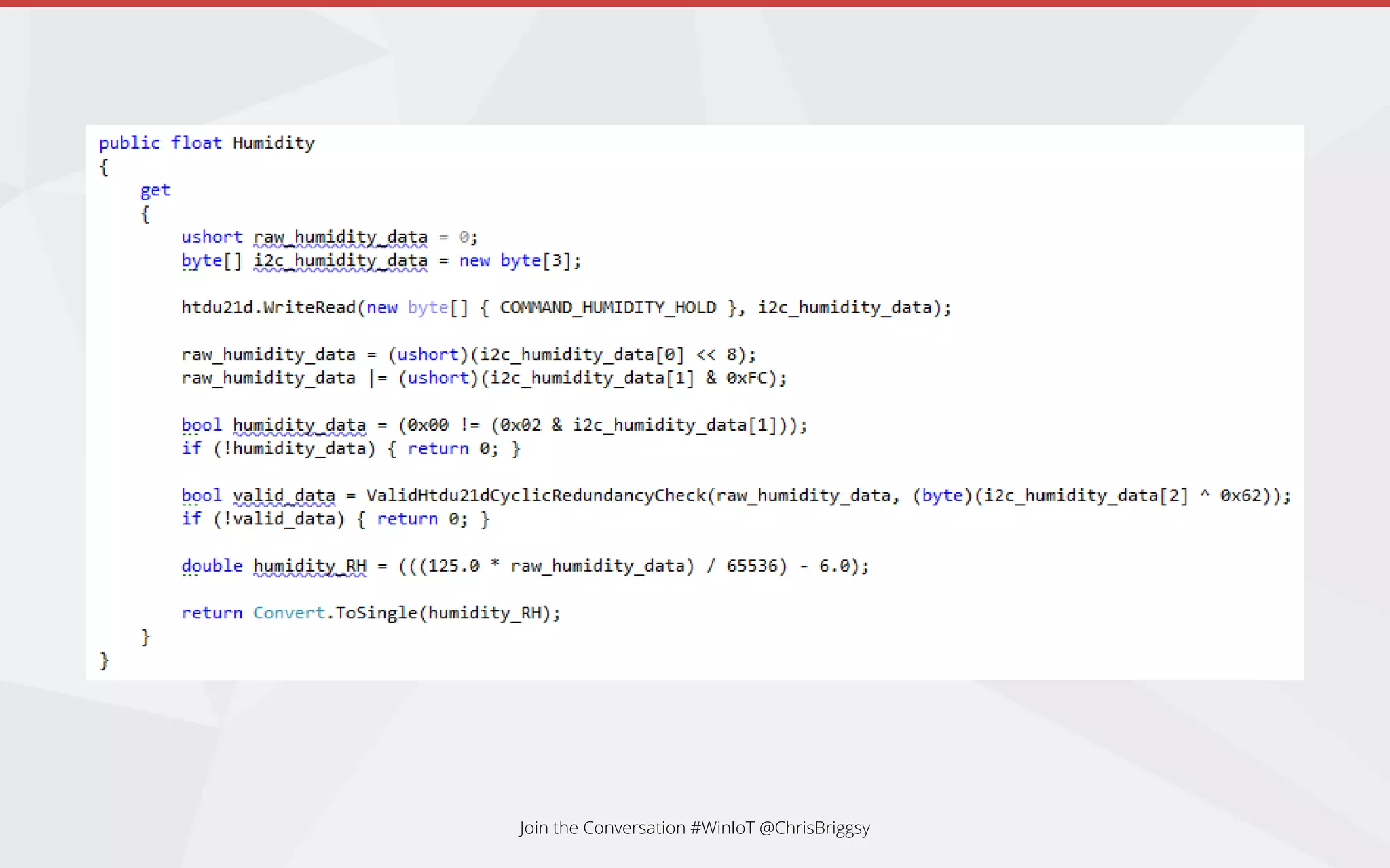Join the Conversation #WinIoT @ChrisBriggsy
 