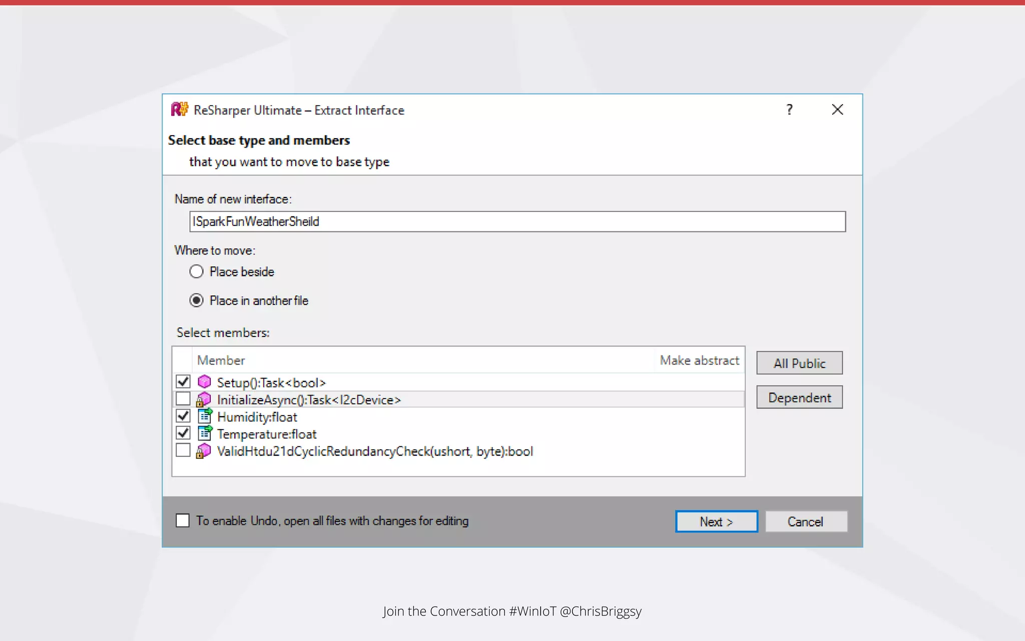 Join the Conversation #WinIoT @ChrisBriggsy
 