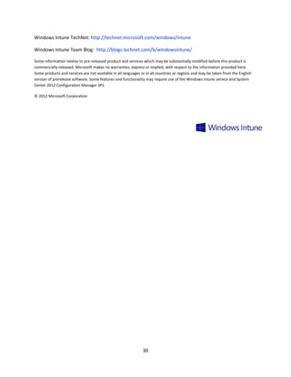 Microsoft Windows Intune getting started guide dec 2012 release | PDF