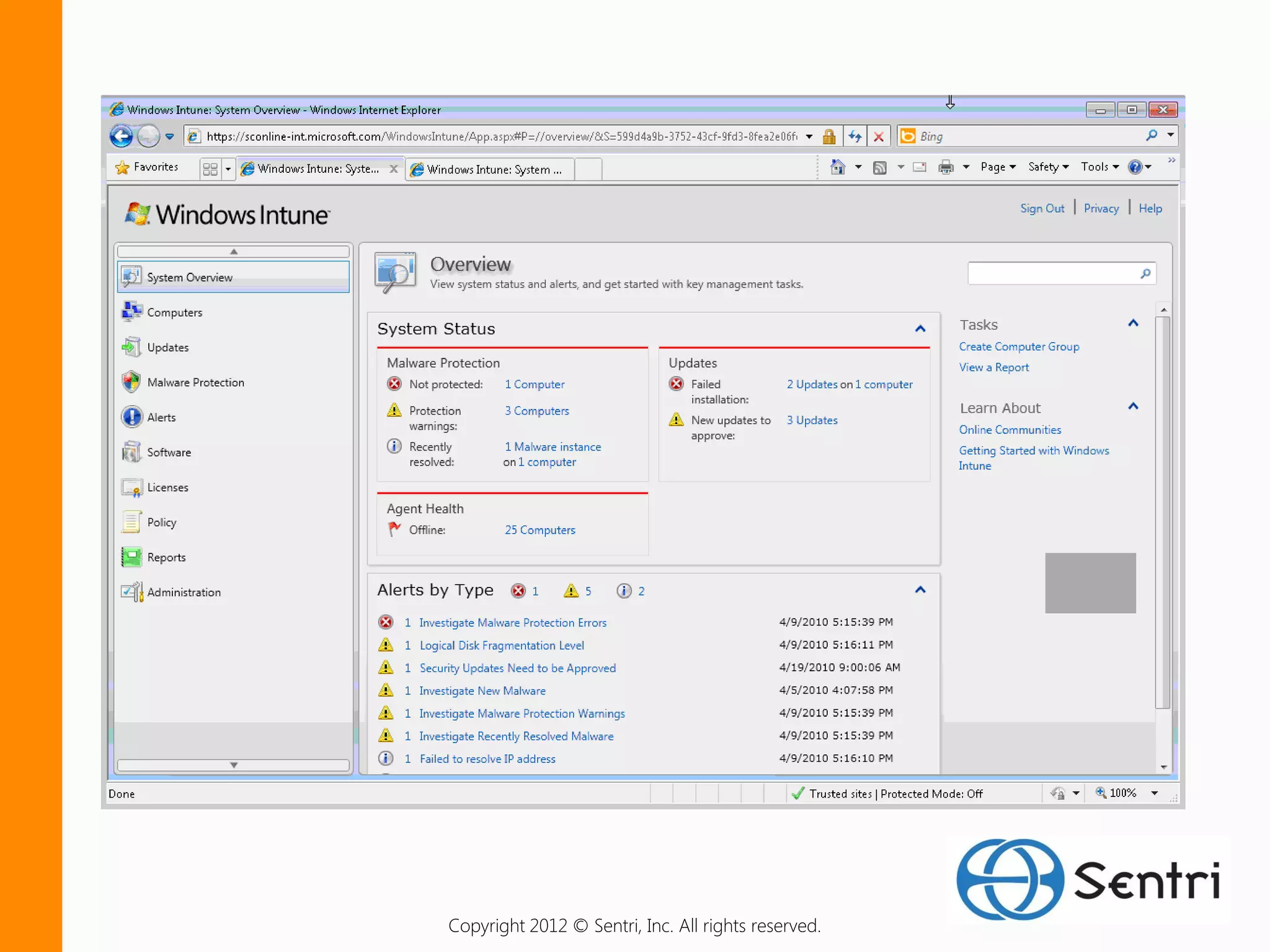 Copyright 2012 © Sentri, Inc. All rights reserved.
 